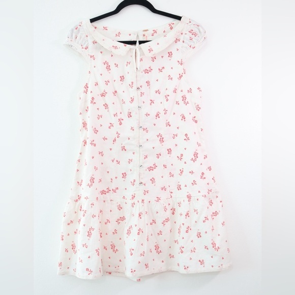 NWT FREE PEOPLE Beasley Mini Dress - Ivory Combo small pink white - Picture 5 of 8